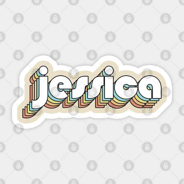 Jessica - Retro Rainbow Typography Faded Style Sticker by Paxnotods